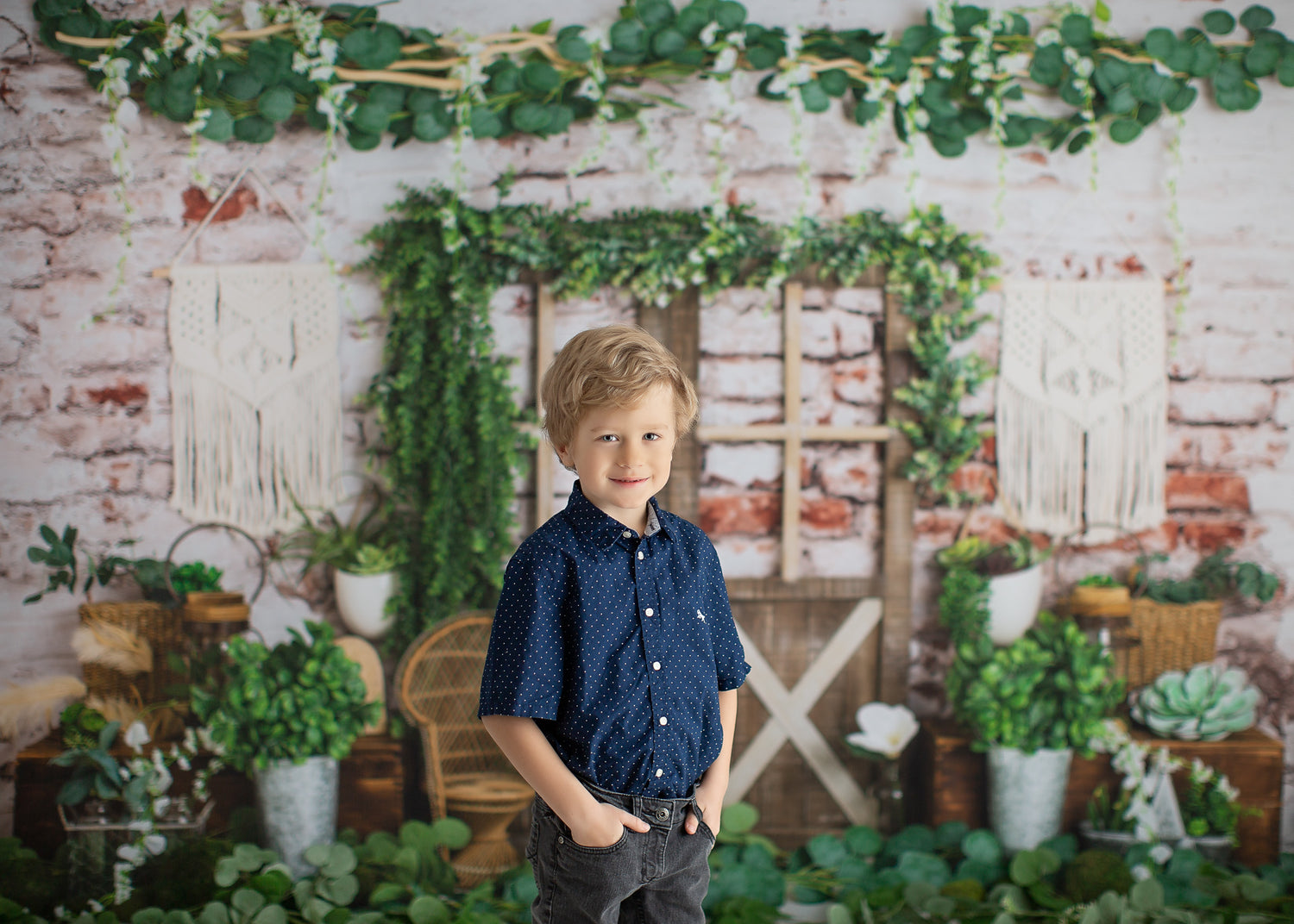 Boho Greenhouse by Lilly Bear Studio Props sold by Lilly Bear Studio Props, Boho - brick - doors - fabric - FABRICS - g