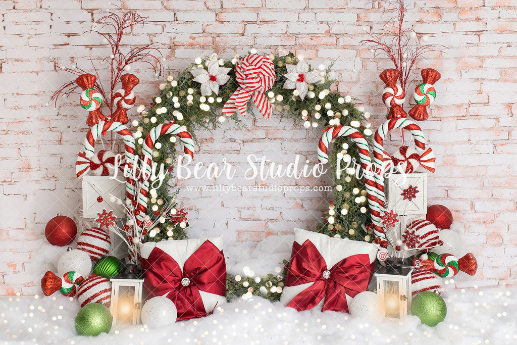 Festive Wreath - Lilly Bear Studio Props, brick christmas, candy cane, christmas, christmas candy, christmas wreath, holiday, lanters, Large wreath, pine trees, santa candy cane, winter, wreath, wreaths
