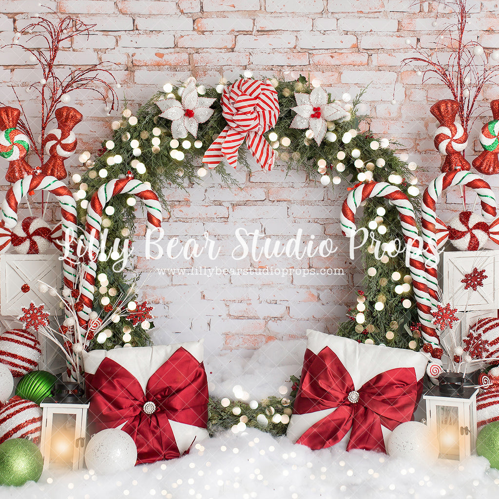 Festive Wreath - Lilly Bear Studio Props, brick christmas, candy cane, christmas, christmas candy, christmas wreath, holiday, lanters, Large wreath, pine trees, santa candy cane, winter, wreath, wreaths