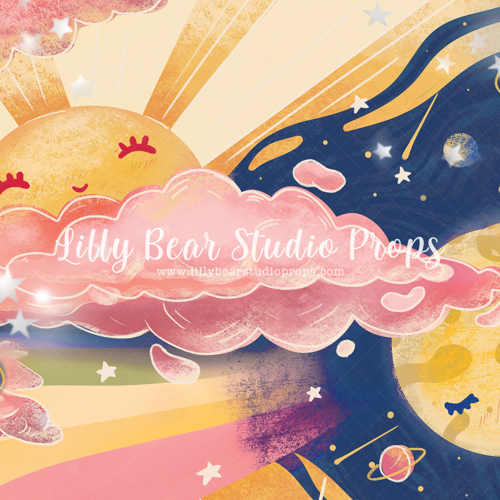 First Trip Around The World by Brittany Ebany & Co. sold by Lilly Bear Studio Props, blue - clouds - moon - night sky
