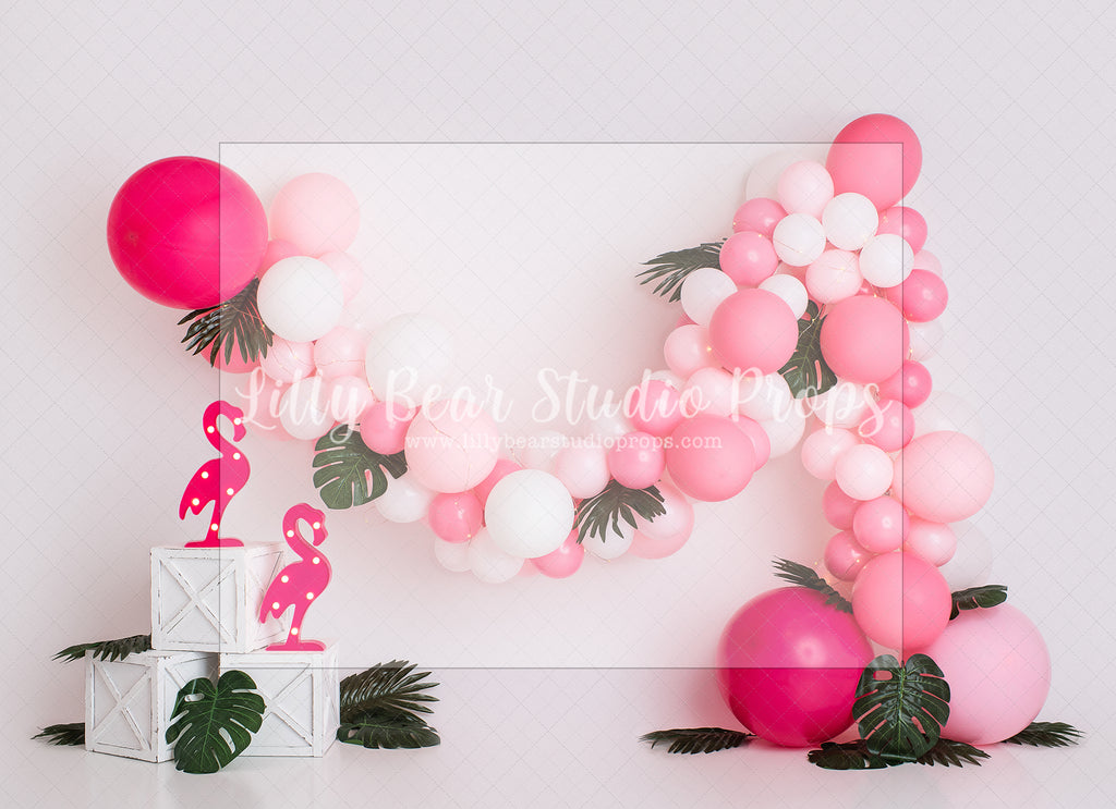 Flamingo Dance by E Newton - Lilly Bear Studio Props, flamingo, flamingo floral, flamingo jungle, flamingos, hawaii, hawaiian, hawaiian flamingo, hawaiian leaves, hawaiian luau, pink flamingo