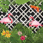 Flamingo Jungle by Lilly Bear Studio Props sold by Lilly Bear Studio Props, aloha - aloha flowers - black and white - f