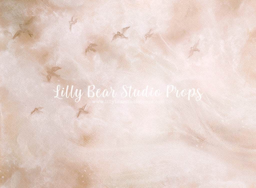 Flight - Lilly Bear Studio Props, beige, bird, birds, birds flying, cream, cream floral, cream texture, FABRICS, fly, fly away, hand painted, painted, sky, sorrowing, textured