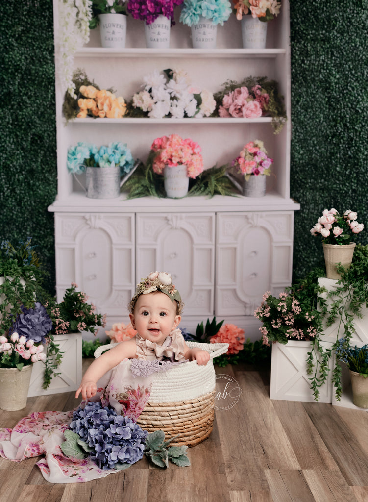 Floral Hutch by Meagan Paige Photography sold by Lilly Bear Studio Props, FABRICS - floral - flowers - garden - hutch