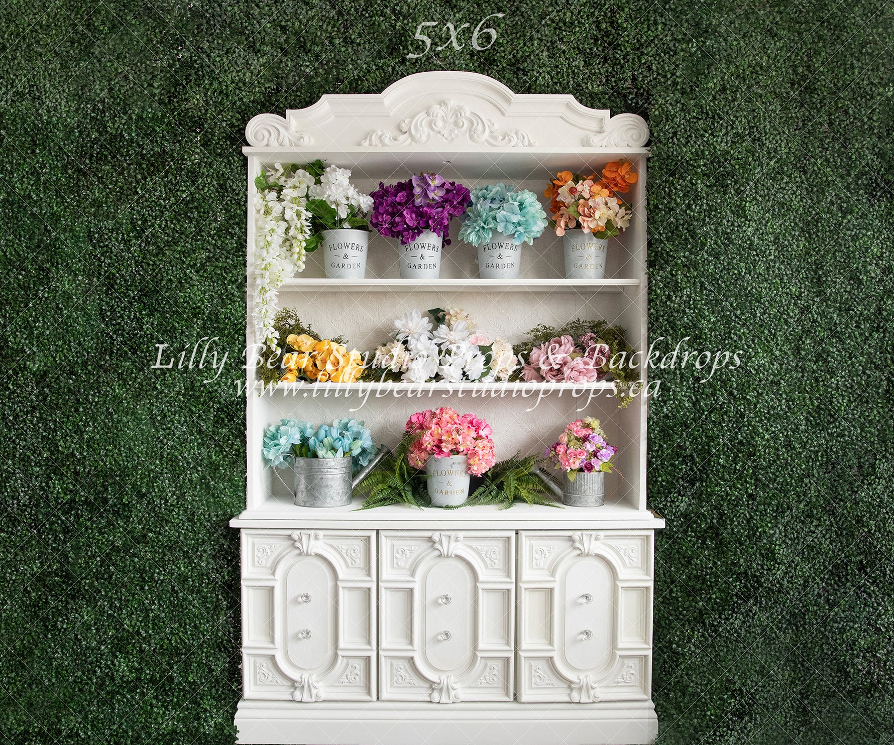 Floral Hutch by Meagan Paige Photography sold by Lilly Bear Studio Props, FABRICS - floral - flowers - garden - hutch