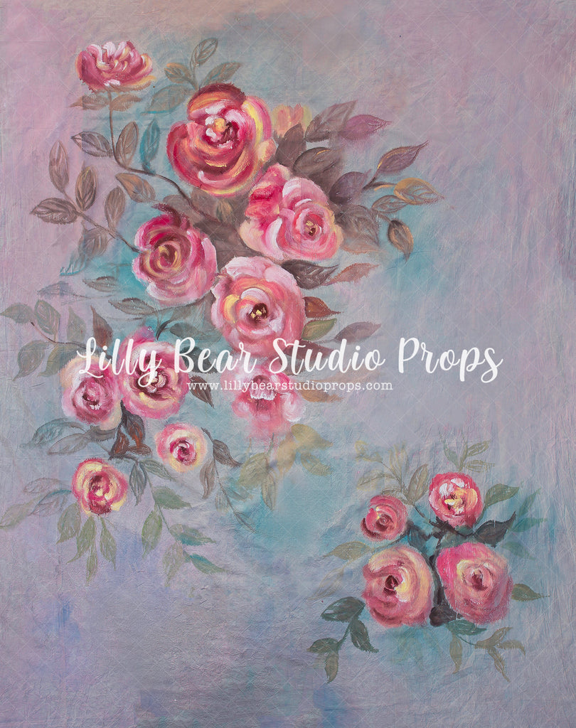 Floral Romance - Lilly Bear Studio Props, FABRICS, floral, floral garden, floral sweep, flowers, garden flowers, hand painted, hand painted floral, painted, pink, pink flowers, sweep, textured
