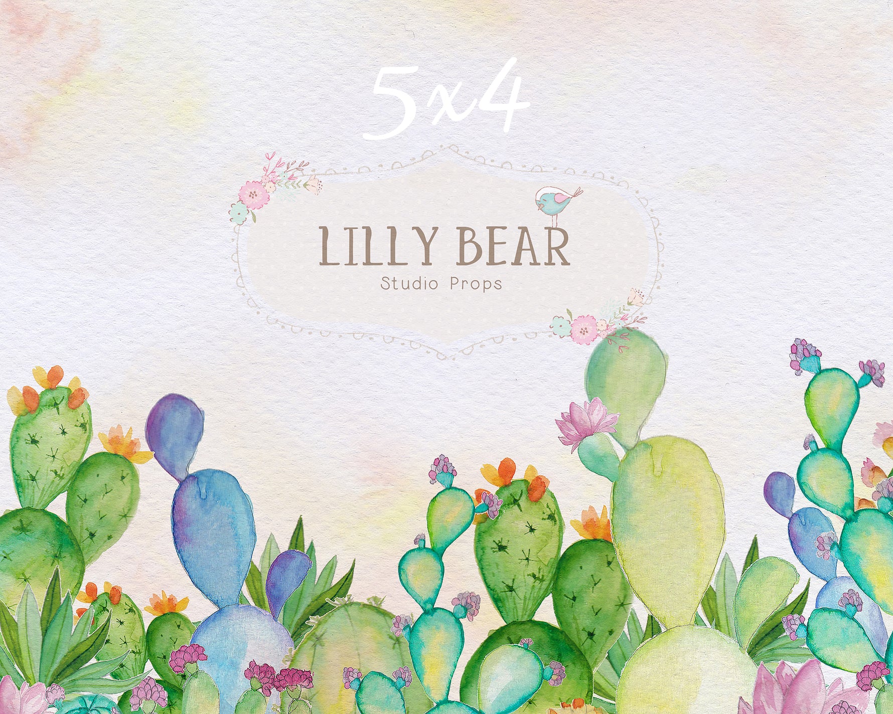Floral Cactus by Lilly Bear Studio Props sold by Lilly Bear Studio Props, boys - catus - desert - dessert - FABRICS - g