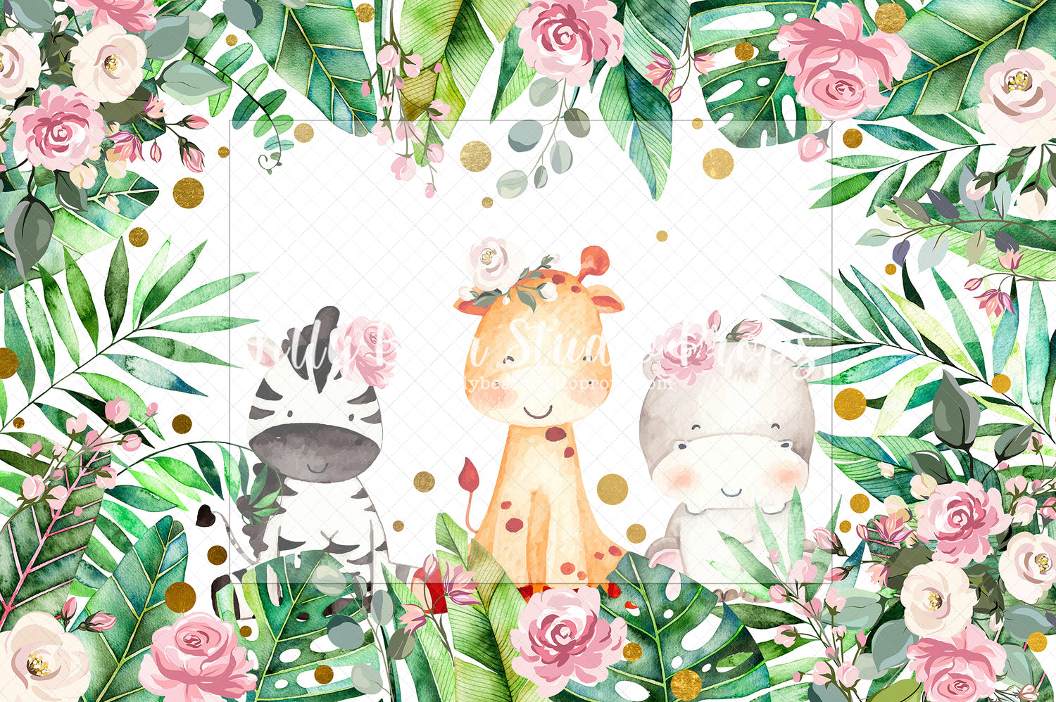 Flower Jungle Confetti - Lilly Bear Studio Props, baby jungle, elephant jungle, fabric, fine art, girls, heart jungle, into the jungle, jungle, jungle animals, jungle first birthday, jungle one, jungle party, jungle safari party, little wild one, poly, simple garland, spanish moss, vinyl, welcome to the jungle, wild jungle, wild one, wild one girl, Wrinkle Free Fabric