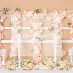 Creamy Floral Window - Lilly Bear Studio Props, boho pink, dusty pink, fabric, fine art, floral, floral balloon garland, floral balloons, floral pink, girls, hand painted, pink and blue, pink floral, pink flower, pink flowers, poly, vinyl