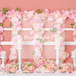 Pink Floral Window - Lilly Bear Studio Props, boho pink, dusty pink, fabric, fine art, floral, floral balloon garland, floral balloons, floral pink, girls, hand painted, pink and blue, pink floral, pink flower, pink flowers, poly, vinyl