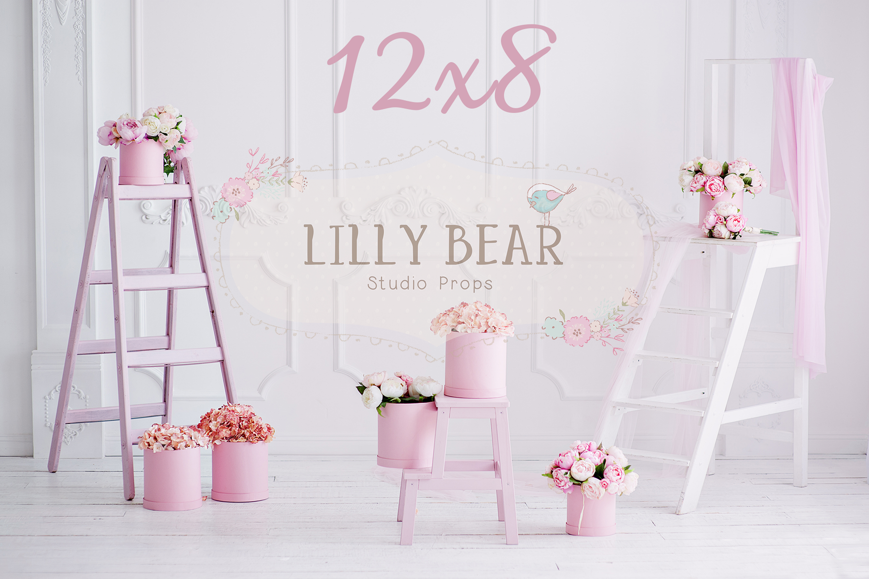 Flowers and Ladders by Lilly Bear Studio Props sold by Lilly Bear Studio Props, FABRICS - floral - flowers - ladder - p