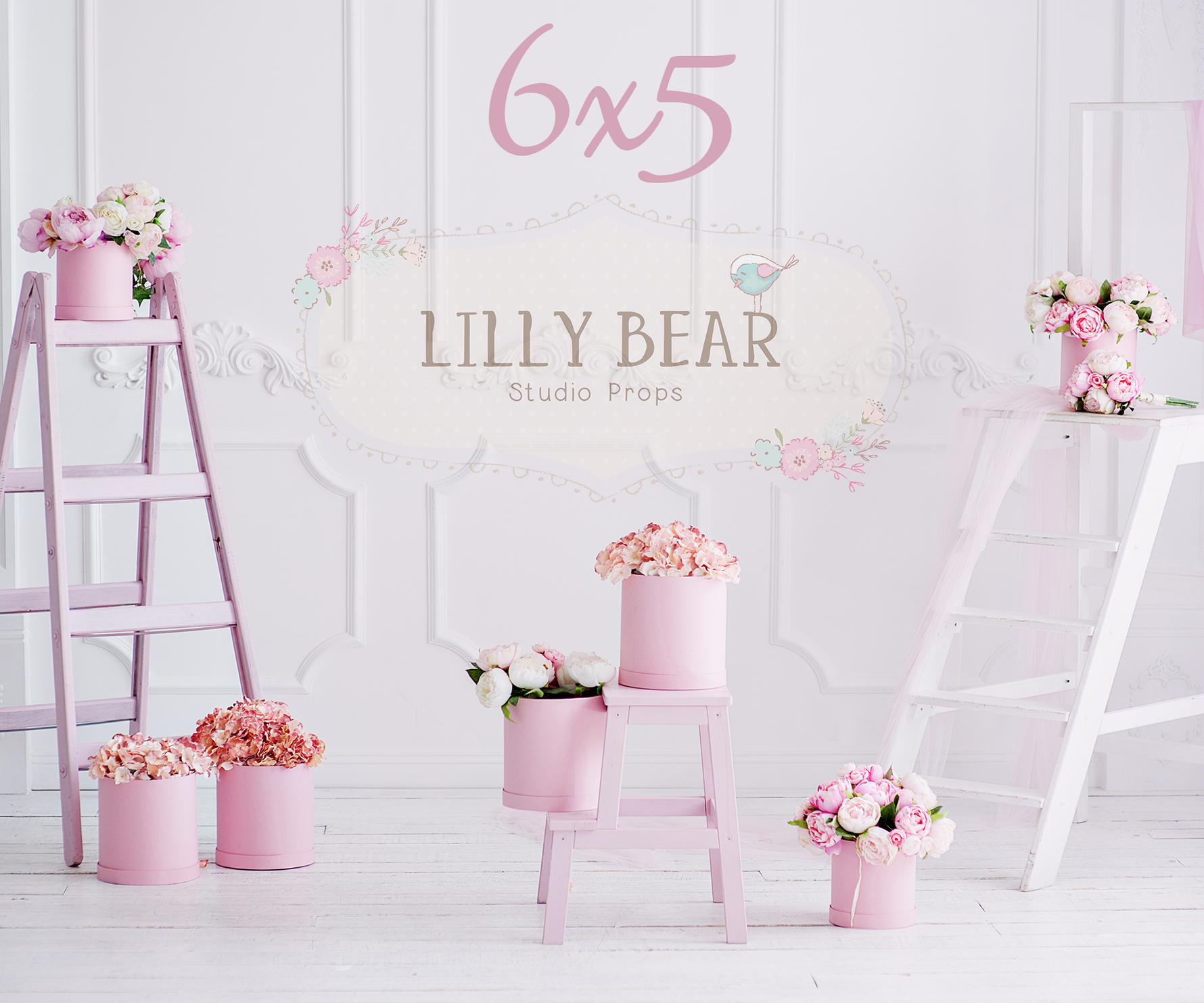 Flowers and Ladders by Lilly Bear Studio Props sold by Lilly Bear Studio Props, FABRICS - floral - flowers - ladder - p