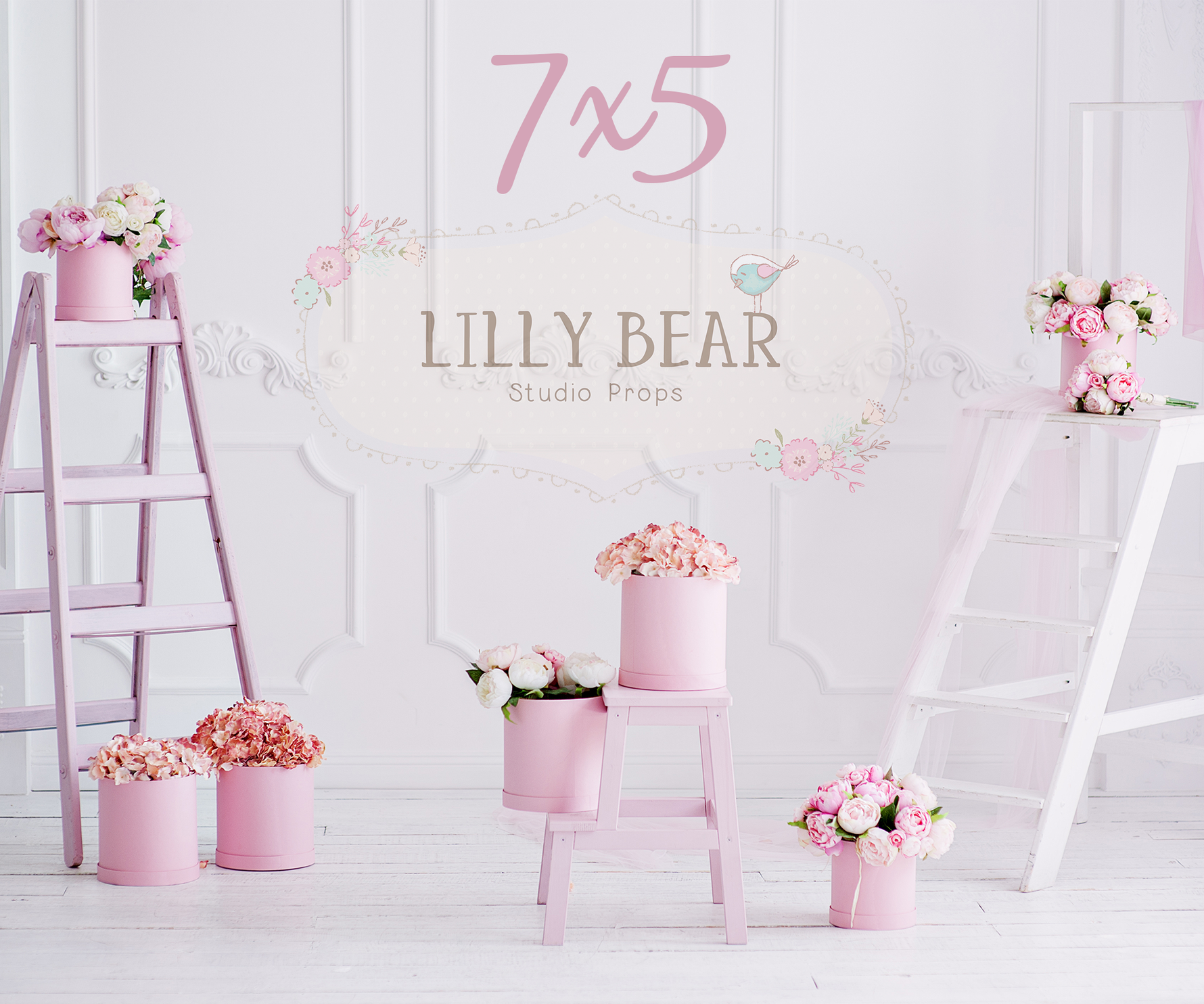 Flowers and Ladders by Lilly Bear Studio Props sold by Lilly Bear Studio Props, FABRICS - floral - flowers - ladder - p