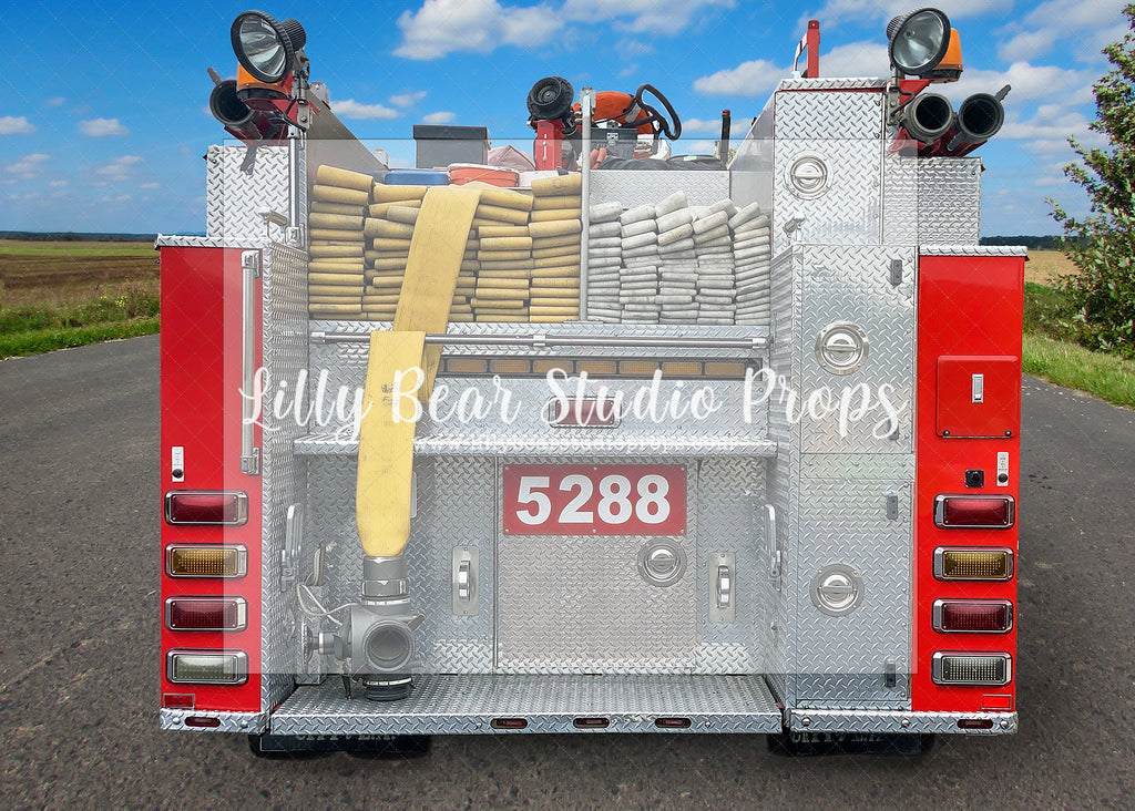 Follow The Fire - Lilly Bear Studio Props, axe, Fabric, fire, fire chief, fire extinguisher, fire hose, fire hydrant, fire station, fire truck, firefighters, fireman, fireman hat, Wrinkle Free Fabric