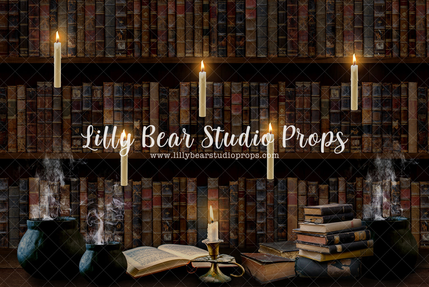 Forbidden Section by Jessica Ruth Photography sold by Lilly Bear Studio Props, books - bookshelf - candles - colours