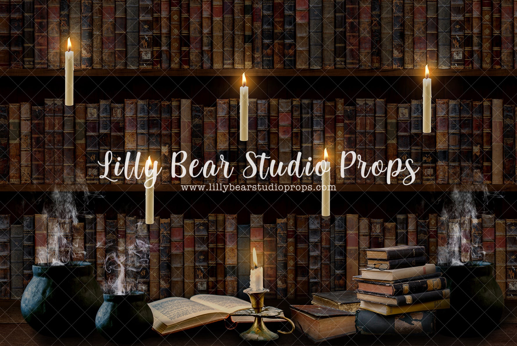 Forbidden Section by Jessica Ruth Photography sold by Lilly Bear Studio Props, books - bookshelf - candles - colours