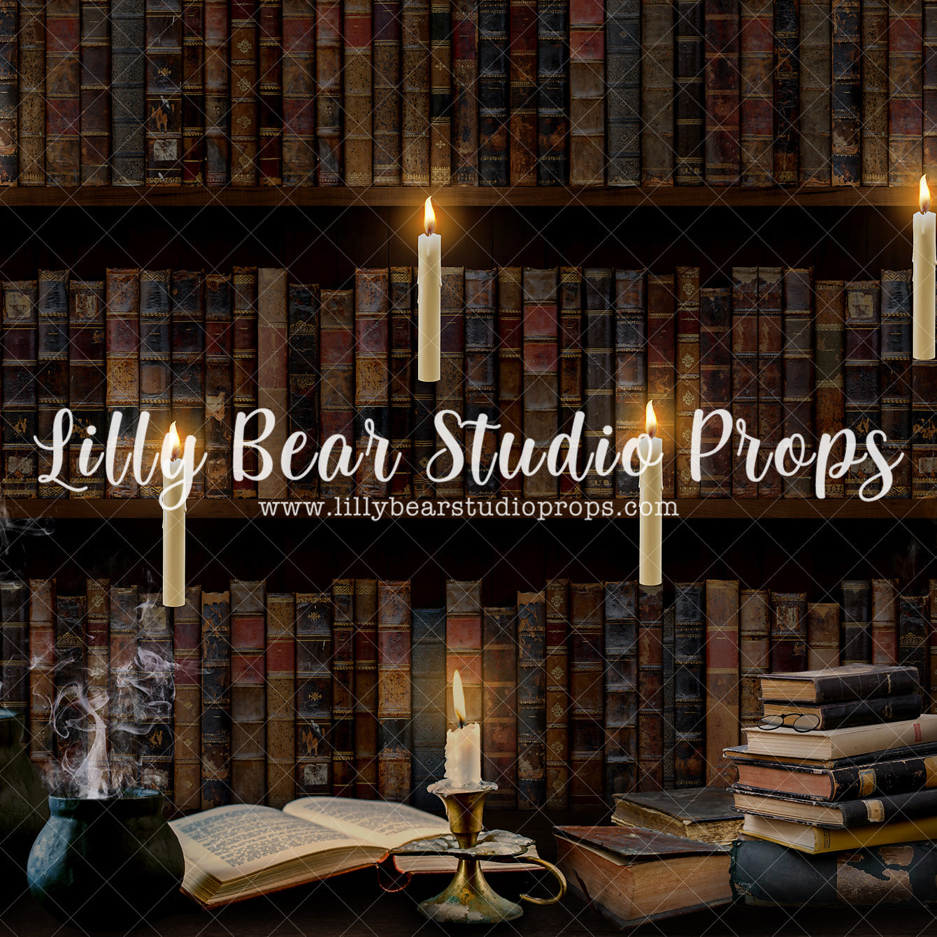 Forbidden Section by Jessica Ruth Photography sold by Lilly Bear Studio Props, books - bookshelf - candles - colours