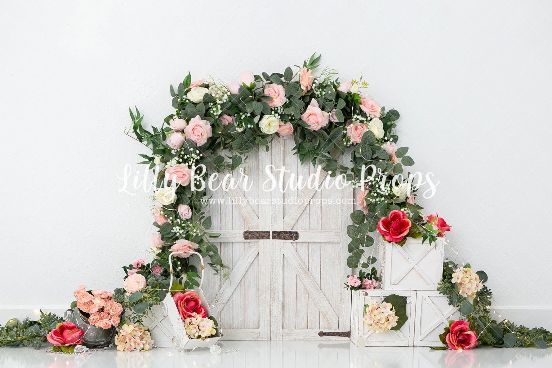 Fresh Flower Doorway by Karissa Knowles Photography sold by Lilly Bear Studio Props, bloom - blush - floral - flower