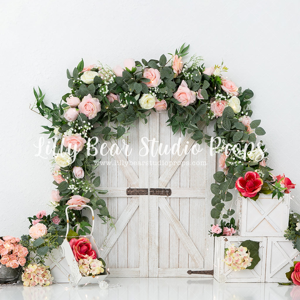 Fresh Flower Doorway by Karissa Knowles Photography sold by Lilly Bear Studio Props, bloom - blush - floral - flower