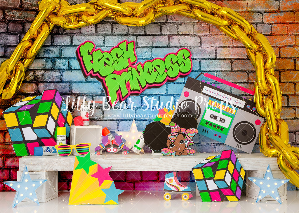 Fresh Princess - Lilly Bear Studio Props, 90's, 90s tv, bel air, boom box, chain, fresh, fresh prince, fresh prince of bel air, fresh princess, gold chain, graffiti, hip hop, rap, rapper, retro, retro music, retro tv, roller skate, rubix cube, stars, stereo