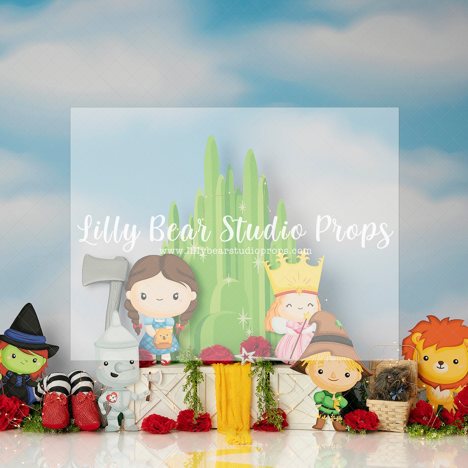 Friends on the Yellow Brick Road - Lilly Bear Studio Props, Dorthey, good witch, lion, over the rainbow, oz, oz entrance, rainbows, scarecrow, somewhere over the rainbow, the wizard of oz, welcome to oz, wicked witch, wizard of oz