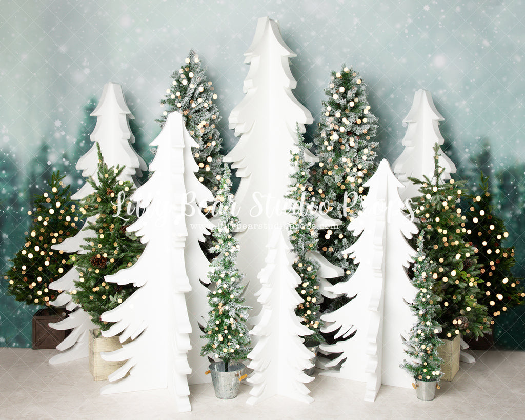 Frosted Forest - Lilly Bear Studio Props, arctic pines, christmas, christmas forest, christmas pine tree, christmas pine trees, christmas pines, christmas village, evergreen trees, evergreens, forest, holiday, holiday christmas, pine, pine forest, pine tree, pine tree forest, pine trees, silver winter, snow, snowflakes, snowy forest, snowy pine, snowy pine trees, snowy trees, village, white christmas, white holiday, white winter, white winter forest, winter, winter christmas, winter diamond