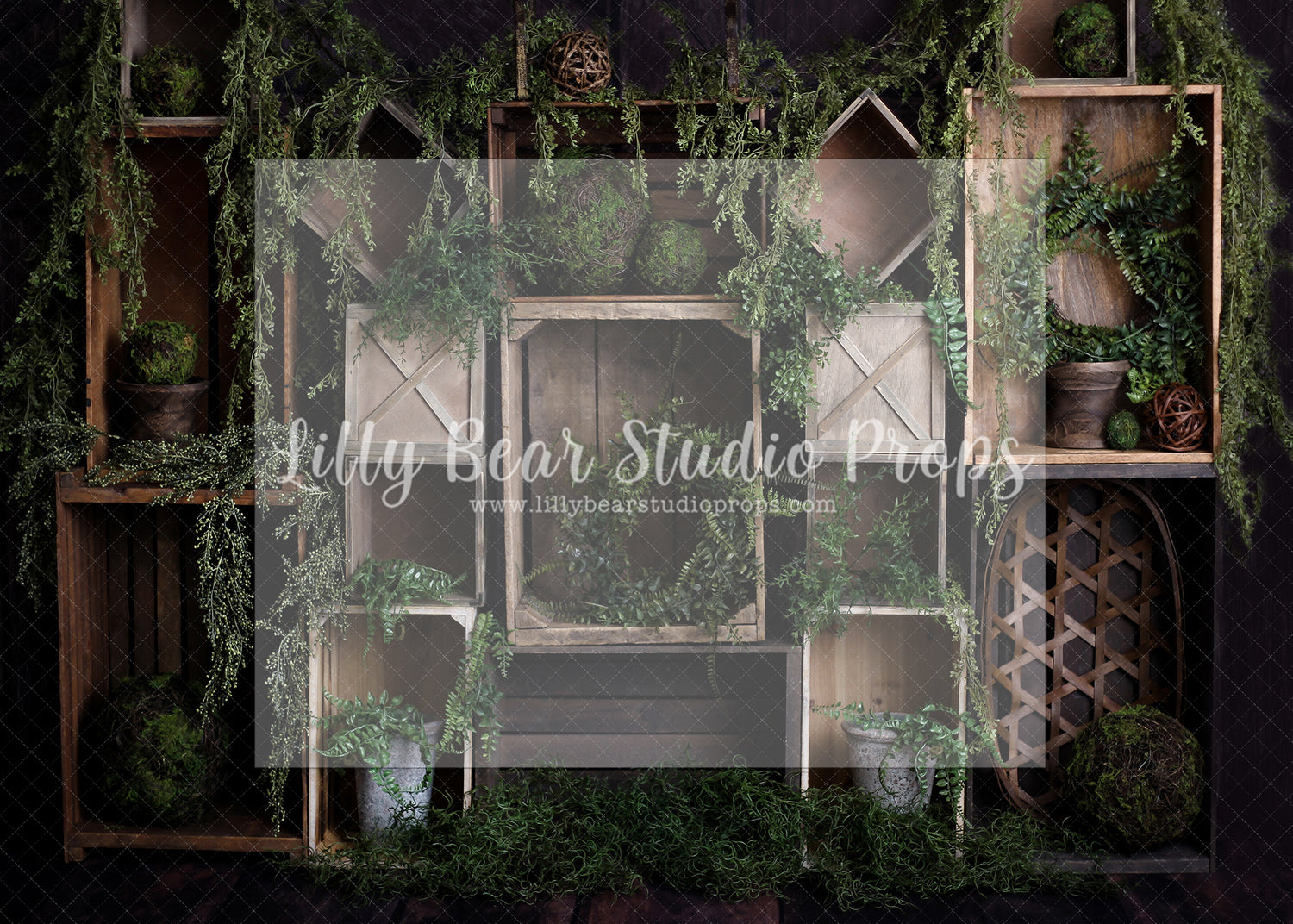 Garden Box Wall - Lilly Bear Studio Props, boho spring, FABRICS, flower barn doors, flower garden, flower ladder, flower stand, fresh flowers, garden, spanish moss, spring, spring garden, spring mini, spring time, springtime, sprintime, tulips, watering can