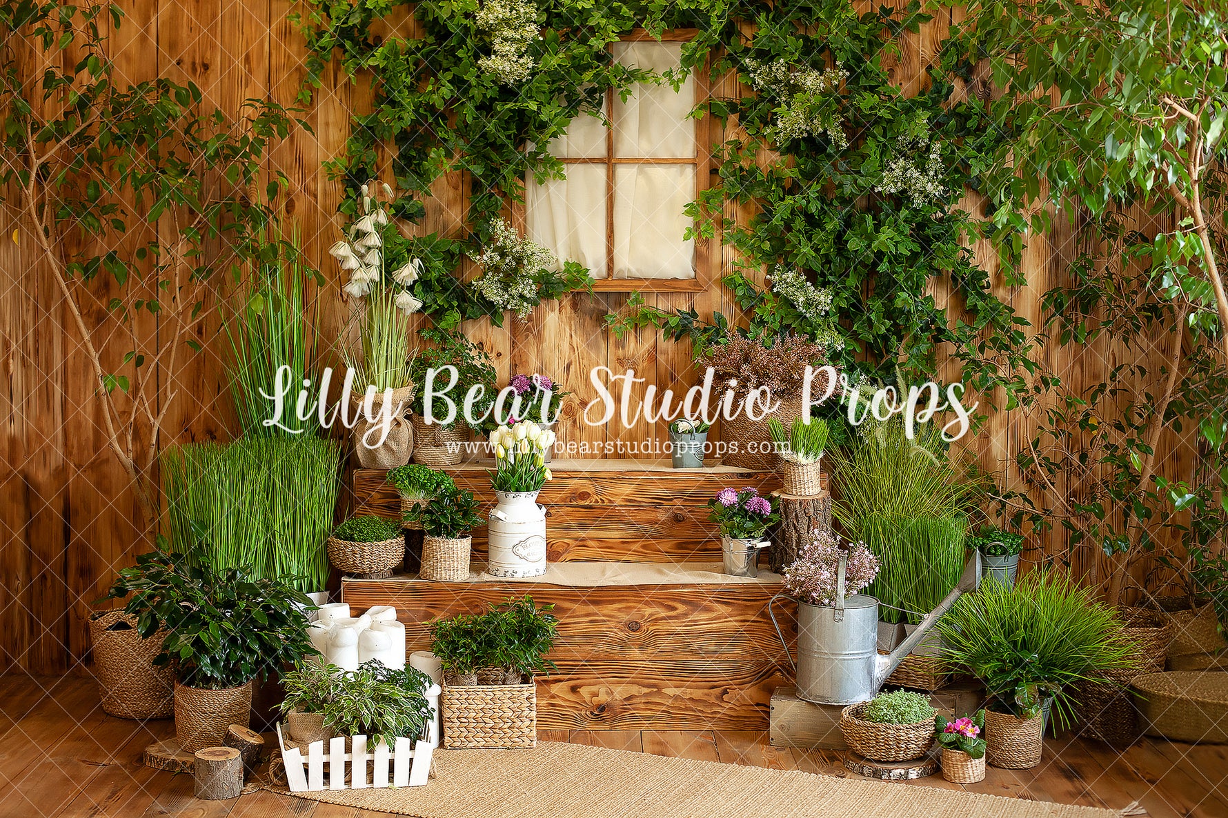 Garden Steps by Lilly Bear Studio Props sold by Lilly Bear Studio Props, blue floral - blue flower - blue flowers - bri