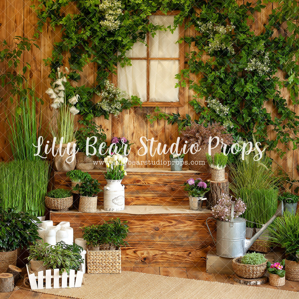 Garden Steps by Lilly Bear Studio Props sold by Lilly Bear Studio Props, blue floral - blue flower - blue flowers - bri