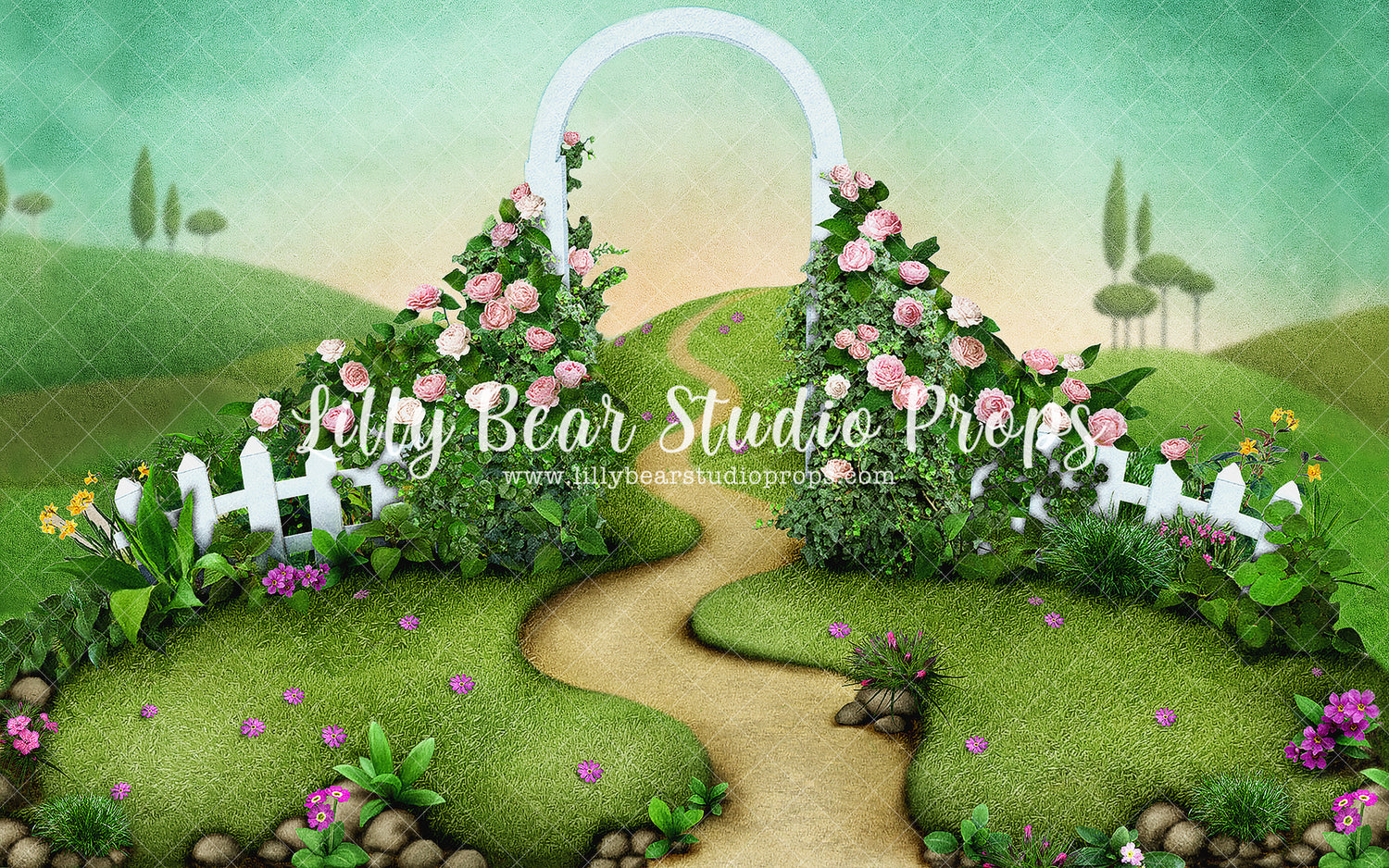 Garden On The Hill by Lilly Bear Studio Props sold by Lilly Bear Studio Props, blue floral - blue flower - blue flowers