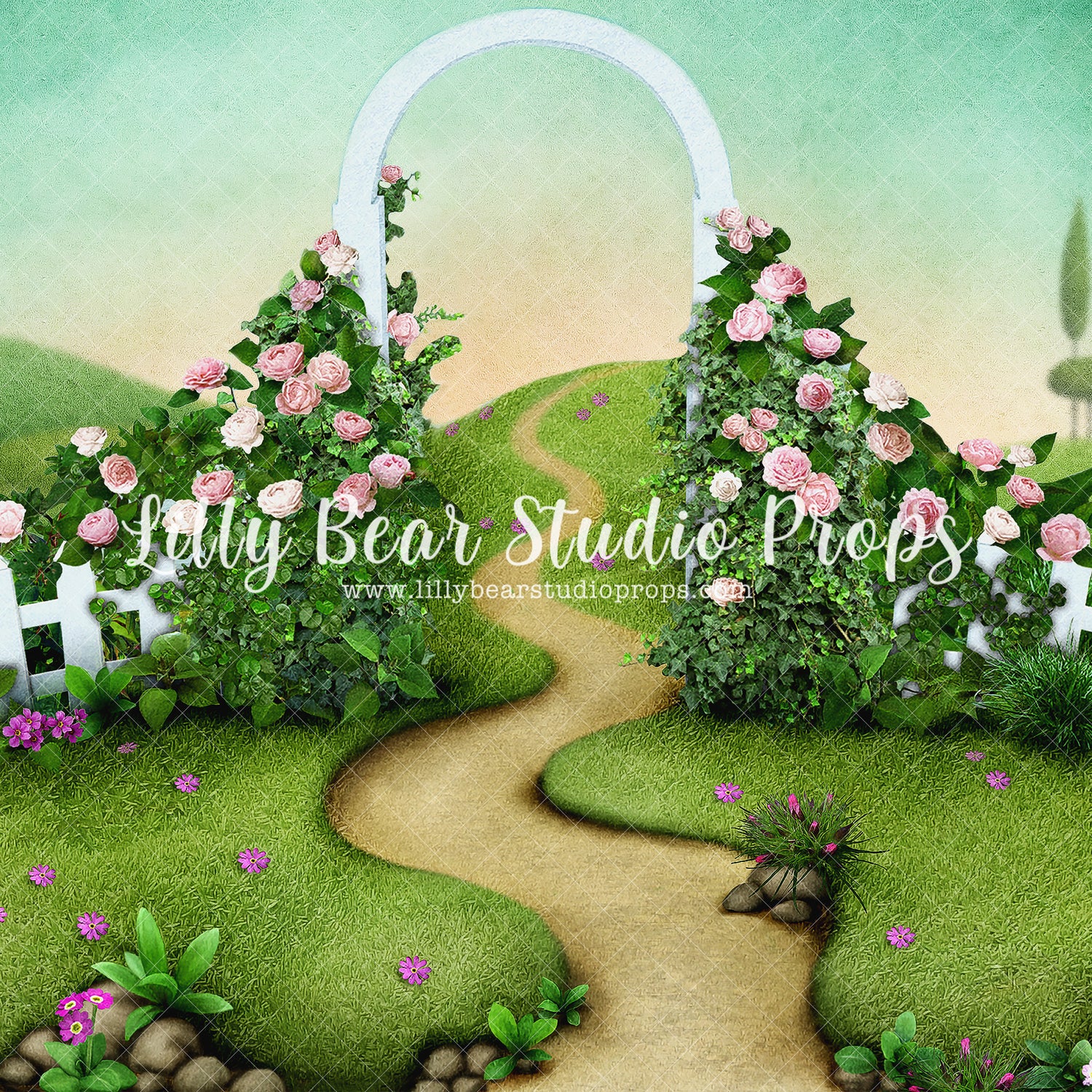 Garden On The Hill by Lilly Bear Studio Props sold by Lilly Bear Studio Props, blue floral - blue flower - blue flowers