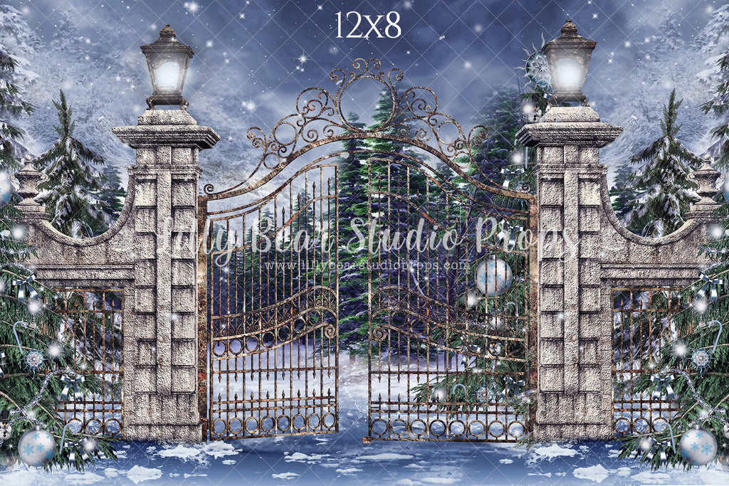 Gate To Christmas Magic - 12x8' Wrinkle Free Fabric RTS - Lilly Bear Studio Props, christmas, holiday