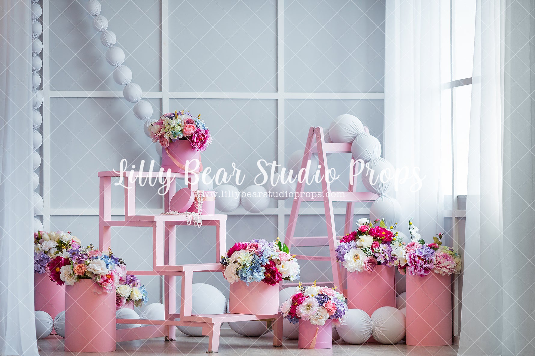 Genevieve by Lilly Bear Studio Props sold by Lilly Bear Studio Props, blue floral - blue flower - blue flowers - bright