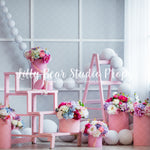 Genevieve by Lilly Bear Studio Props sold by Lilly Bear Studio Props, blue floral - blue flower - blue flowers - bright