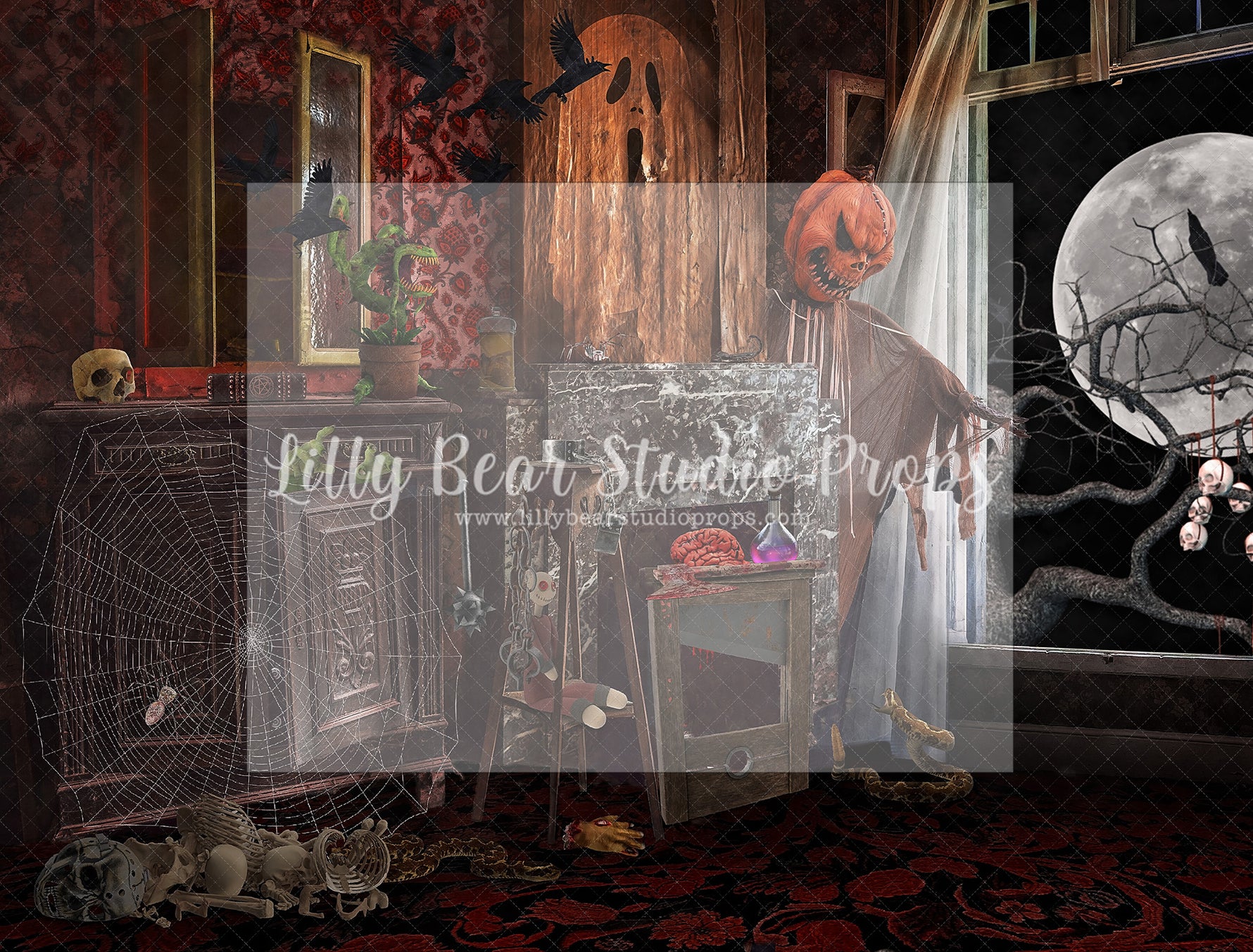 Ghost & Ghouls Room - Lilly Bear Studio Props, christmas, Decorated, fall, fall colors, fall colours, fall forest, fall leaves, fall mini, fall pumpkins, fall season, falling leaves, farm pickup, full moon, Giving, halloween, jack-o-lantern, jack-o-lanterns, jackolantern, moon, moonlight, moonlight forest, Peaceful, pickup, pickup truck, pumpkin field, spooky halloween, witches