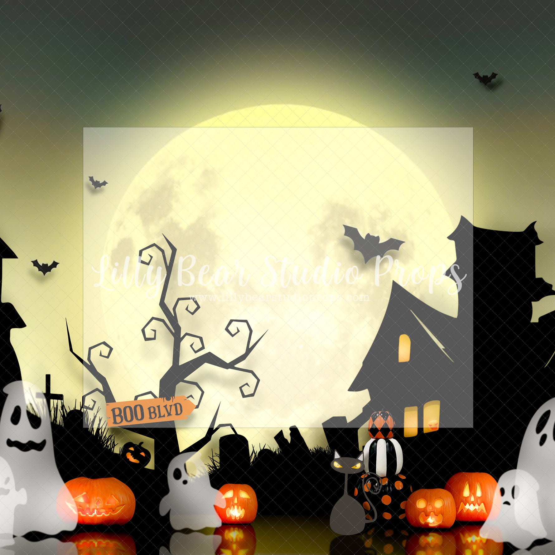 Ghostly Boo Boulevard - Lilly Bear Studio Props, autumn, autumn colors, autumn forest, autumn fox, autumn leaves, creepy halloween, Fabric, FABRICS, fall forest, farm pickup, forest, full moon, glowing moon, halloween, halloween forest, halloween gnomes, halloween haunt, halloween mini, halloween night, halloween pumpkins, moon, moonlight, moonlight forest, night moon, pickup, pickup truck, pumpkin farm, red pickup, scary halloween, skulls, spooky halloween