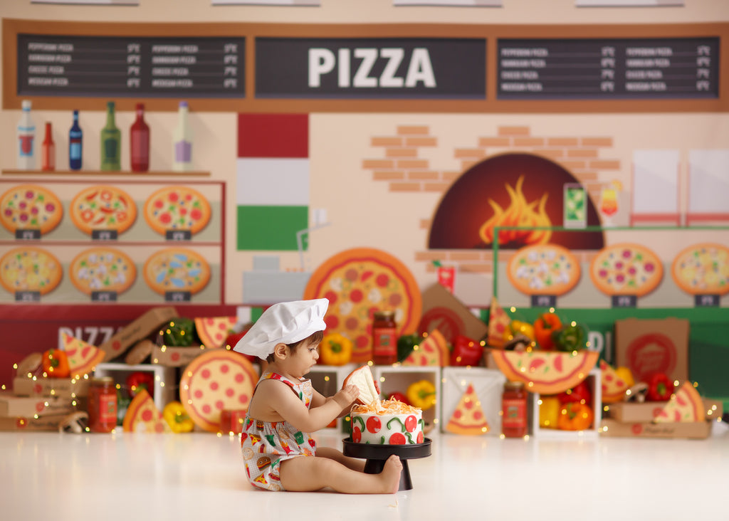 Pizzeria Italia - Lilly Bear Studio Props, italian, italian pizza, mamma mia, menu, pizza, pizza oven, pizza parlor, pizza pizza, pizza shop, pizza store, pizzaria, Wrinkle Free Fabric
