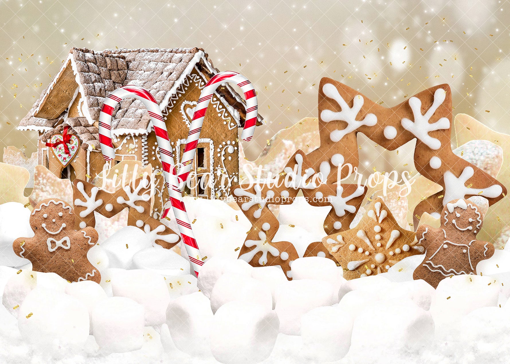 Gingerbread Land - Lilly Bear Studio Props, animals, autumn forest, dark forest, enchanted forest, Fabric, FABRICS, fall forest, forest, forest animals, forest entry, forest floor, forest friends, forest painting, fox, green forest, into the wild, lanterns, little wild one, misty forest, moon, moonlight, moonlight forest, night forest, nighttime, owl, pine forest, pine tree, pine tree forest, pine trees, raccoon, where the wild things are, wild, wild animal, wild one, wild things, woodland forest