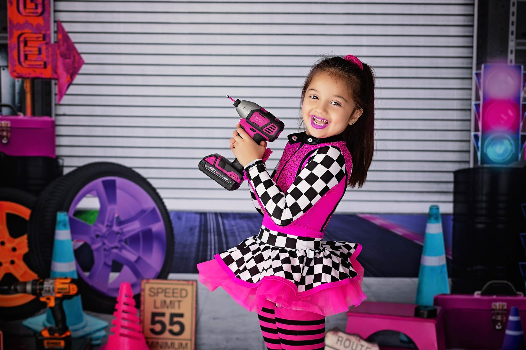 Girls Garage by Brittany Ebany & Co. sold by Lilly Bear Studio Props, car - car shop - cars - Fabric - FABRICS - fence