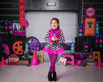 Girls Garage by Brittany Ebany & Co. sold by Lilly Bear Studio Props, car - car shop - cars - Fabric - FABRICS - fence