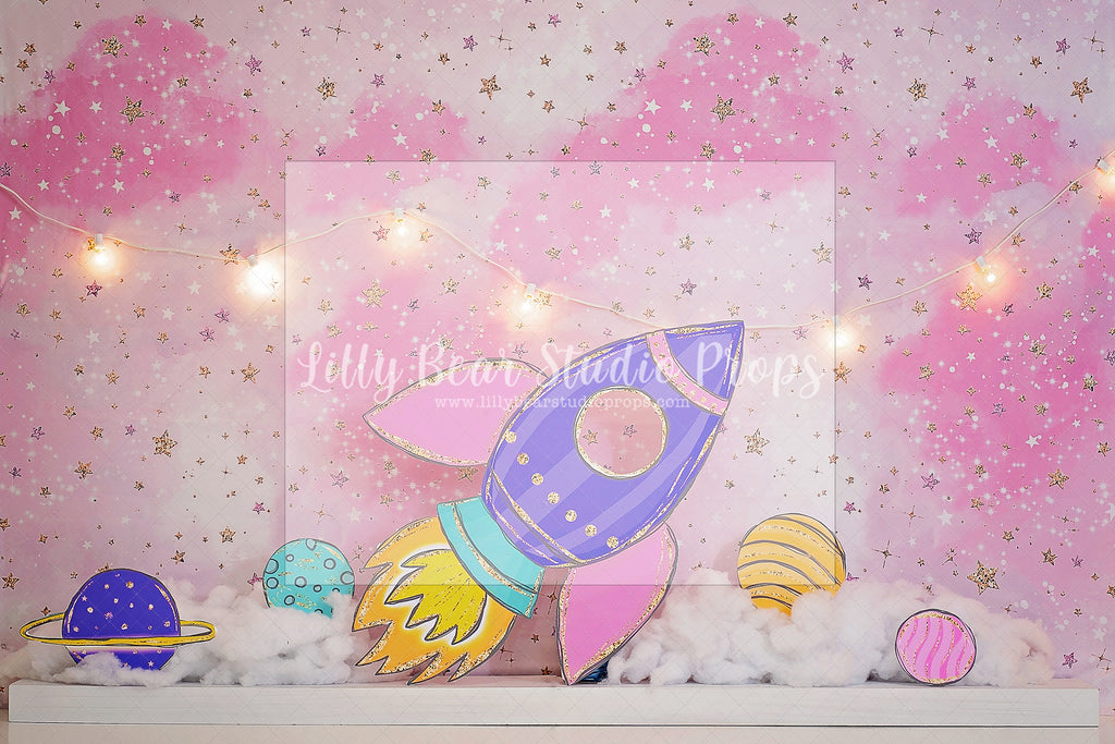 Girly Rocket - Lilly Bear Studio Props, astro, astronaut, austronaut, boys, galaxy, galaxy space, girl space, hand painted, night sky, outerspace, planet, planetarium, planets, pluto, saturn, sky, space, space and stars, spacecraft, spaceship, star, stardust, stars, universe, white spaceship