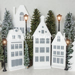 Gleaming North Village - Lilly Bear Studio Props, arctic pines, christmas, christmas pine tree, christmas pine trees, christmas town, christmas village, christmas village pine trees, evergreen trees, evergreens, holiday, holiday christmas, pine tree froest, pine trees, silver winter, snow, snow town, snow village, snowflakes, snowy forest, snowy pine, snowy pine trees, snowy trees, street lanterns, village, white christmas, white holiday, white winter, winter, winter christmas, winter diamond