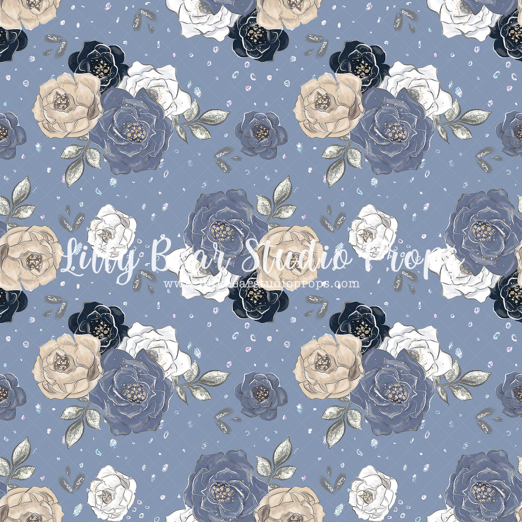 Glitter Blue Rose by Lilly Bear Studio Props sold by Lilly Bear Studio Props, fabric - floral - girls - large flowers