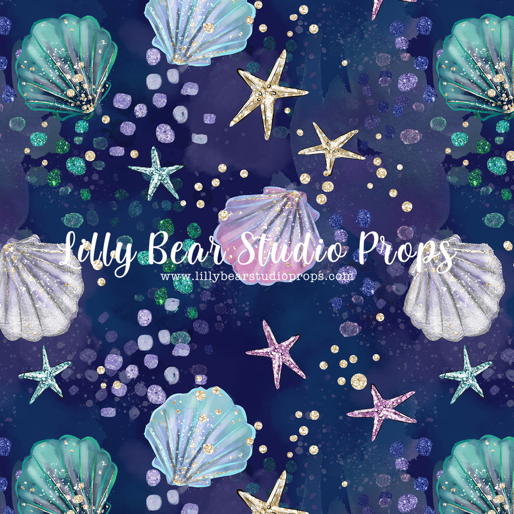 Glitter Seashells by Lilly Bear Studio Props sold by Lilly Bear Studio Props, aqua - beach shells - blue seashells - bl