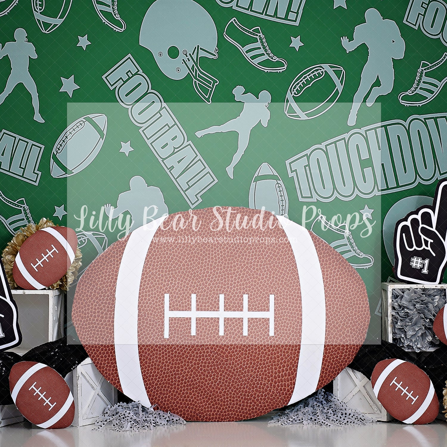 Go Long - Lilly Bear Studio Props, boy sports, football, football field, football field grass, football grass, football player, footballs, sports, sports game, sports party, sports team, sports theme