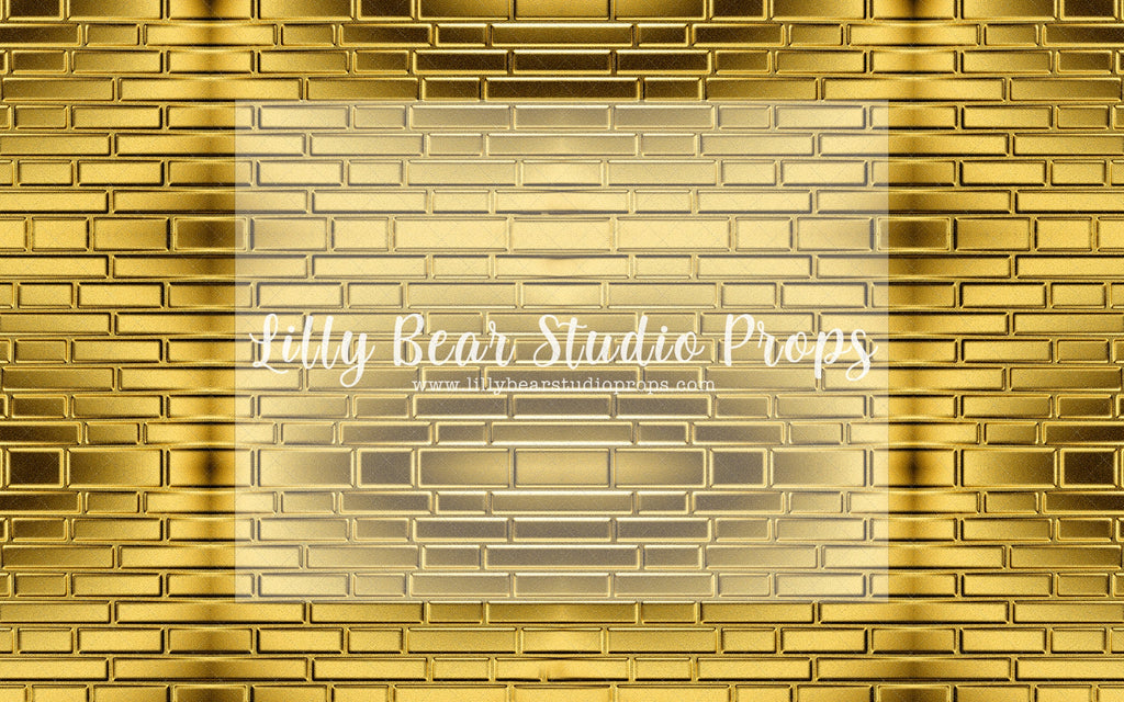 Gold Brick Wall - 96x60' Wrinkle Free Fabric RTS - Lilly Bear Studio Props, brick, Brick Wall, gold, gold brick, gold brick wall, money brick