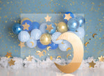 Gold Moon Blues by Sweet Little Blessings - Lilly Bear Studio Props, FABRICS, girl, gold and blue, gold and blue garland, gold moon, gold moon and stars, gold moon and stars balloons, twinkle twinkle, twinkle twinkle little star