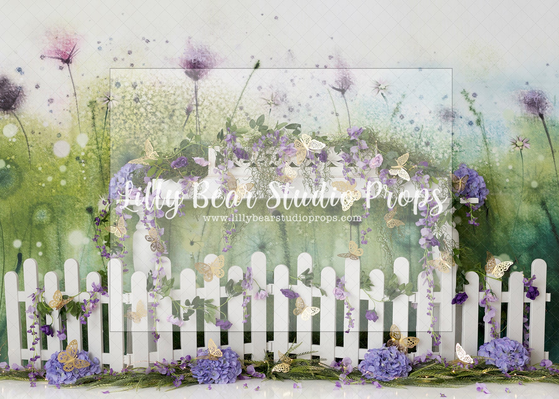 Golden Butterfly Garden - Lilly Bear Studio Props, butterflies, butterfly, FABRICS, fairy garden, floral garden, flower garden, garden, garden butterlies, girl, gold butterflies, gold butterfly, spring garden