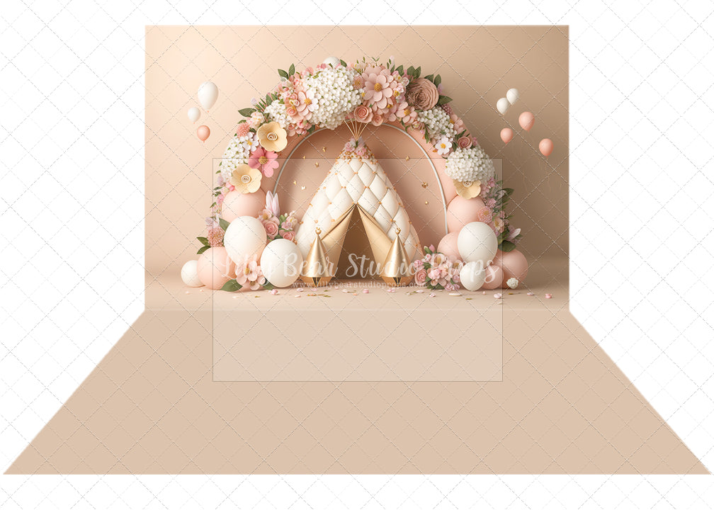 Golden Floral Teepee & Beige Solid Combo