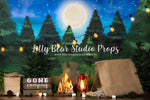 Gone Camping by Jessica Ruth Photography sold by Lilly Bear Studio Props, dark forest - fabric - forest - green forest